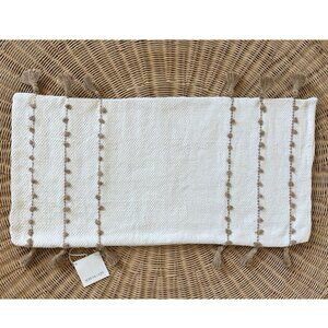NEW Serena & Lily Belize Pillow Cover (14”x30”)-White/Jute Brown
